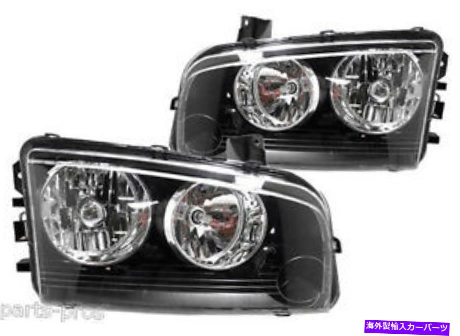 USヘッドライト 新しい交換黒ハロゲンヘッドライトペア/ 2006-09 Dodge Charger New Replacement Black Halogen Headlight PAIR / FOR 2006-09 DODGE CHARGER【並行輸入品】