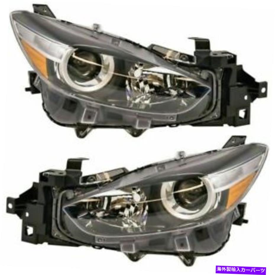 USヘッドライト Mazda 3 SD / HB 2017 2018 Headlight Halogenの右景色と左のセット（日本ビルド） FIT FOR MAZDA 3 SD/HB 2017 2018 HEADLIGHT HALOGEN RIGHT & LEFT SET (JAPAN BUILD)【並行輸入品】