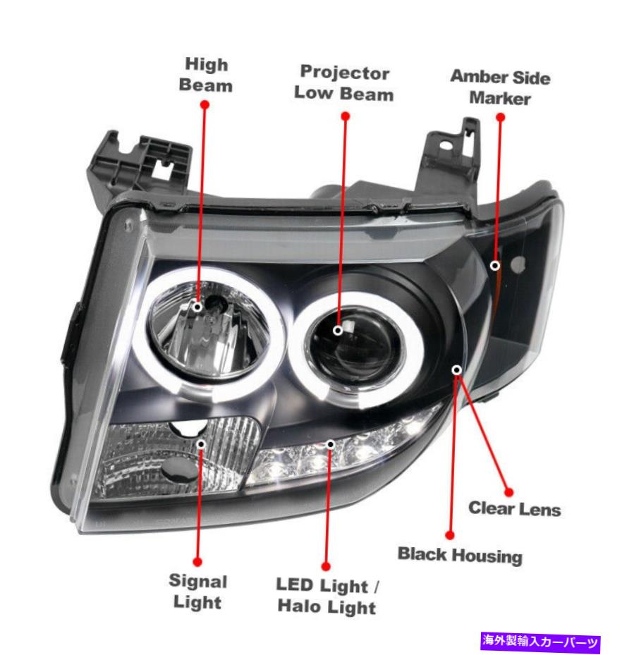 USヘッドライト 08-12フォードエスケープLEDデュアルハロープロジェクターブラックヘッドライトW / BLUE DRL信号 For 08-12 Ford Escape LED Dual Halo Projector Black Headlight w/Blue DRL Signal【並行輸入品】｜Us Custom Parts Shop USDM