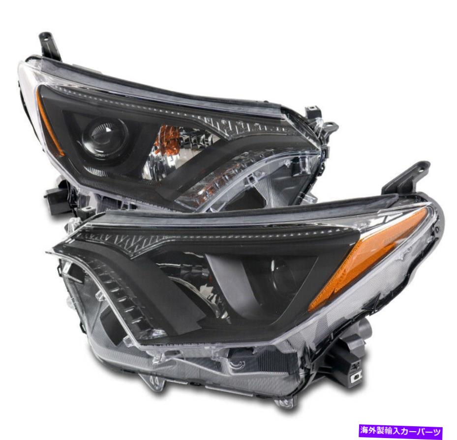 USヘッドライト 16-18トヨタRAV4ハロゲンプロジェクターヘッドライトヘッドランプランプブラックベゼルL + R For 16-18 Toyota RAV4 Halogen Projector Headlight Headlamp Lamp Black Bezel L+R【並行輸入品】