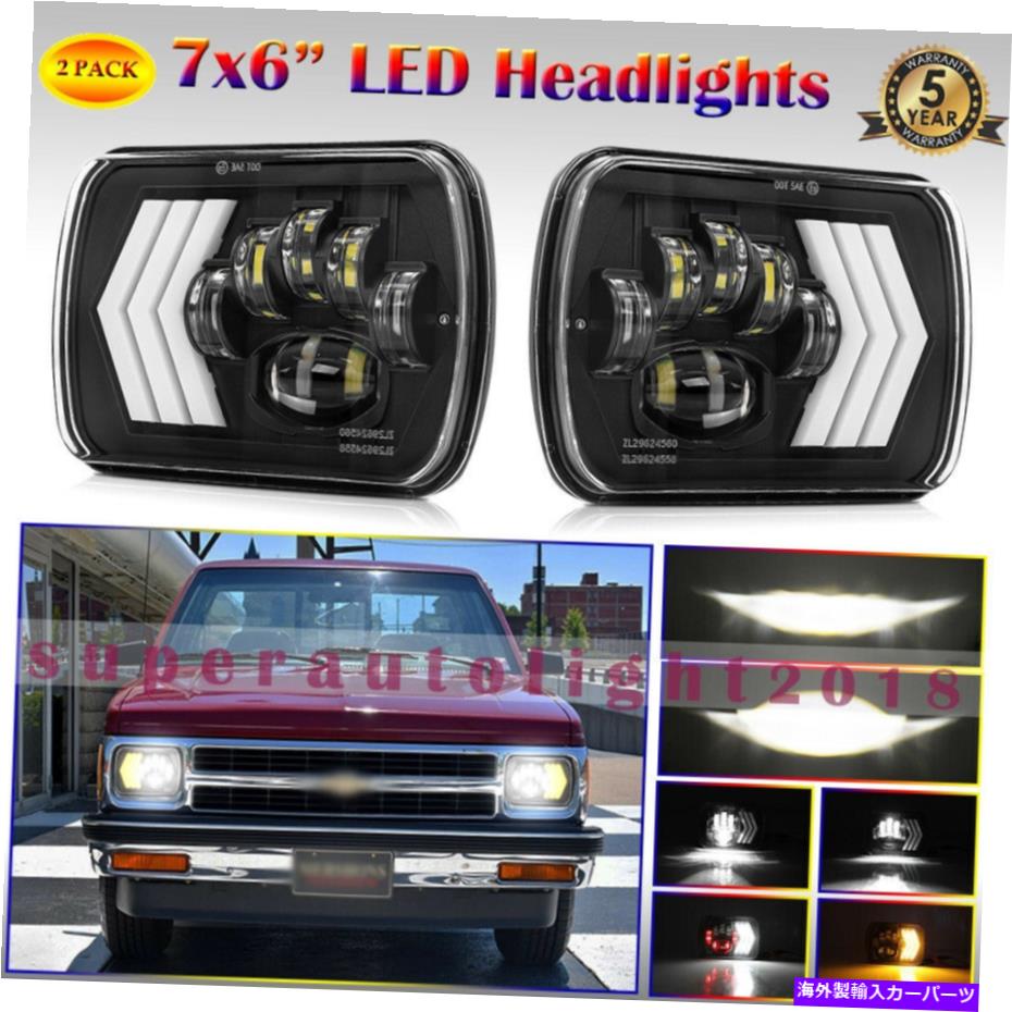 USヘッドライト ペア5X7 7×6 LEDヘッドライトDRL警告ライトターンシビリC10 S10 K10 Pair 5x7 7x6 LED Headlights DRL Warning Light Turn Signal for Chevy C10 S10 K10【並行輸入品】