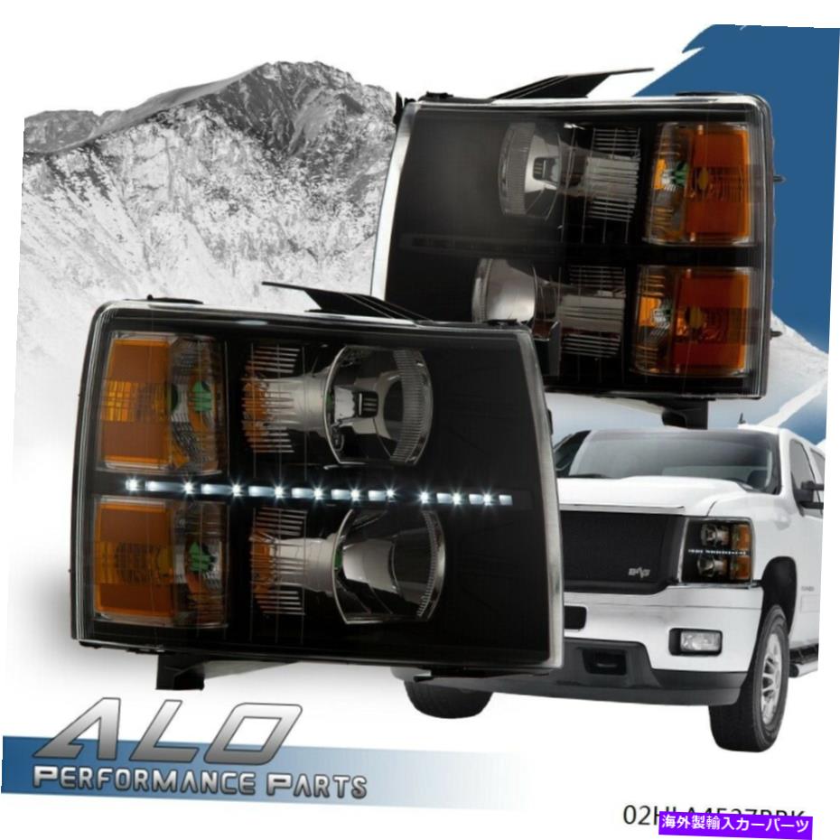 USヘッドライト LED DRLストリップクリアレンズアンバーコーナーヘッドライト2007-2013シボリーシルバード LED DRL Strip Clear Lens Amber Corner Headlights For 2007-2013 Chevy Silverado【並行輸入品】 39,445円