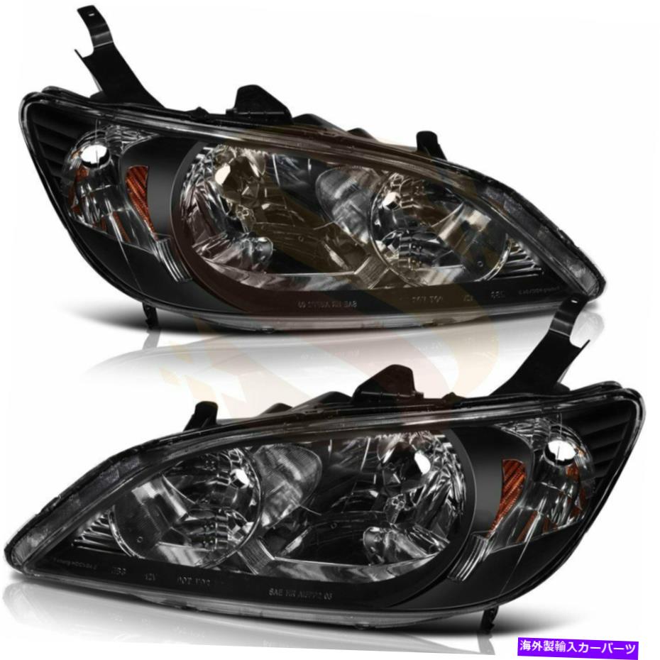 USヘッドライト ヘッドライトは2004-2005ホンダシビック交換用LED DRLハロゲンライト1ペア Headlights Fits 2004-2005 Honda Civic Replacement LED DRL Halogen Light One Pair【並行輸入品】
