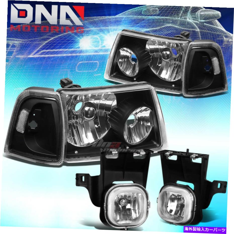 USヘッドライト 06-07レンジャーブラッククリアヘッドライト+コーナーサイドランプ+クロムOEフォグライト FOR 06-07 RANGER BLACK CLEAR HEADLIGHT+CORNER SIDE LAMP+CHROME OE FOG LIGHT【並行輸入品】