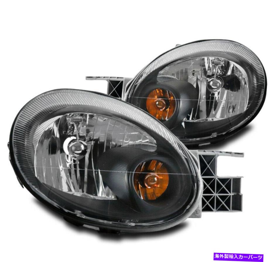 USヘッドライト 2003年2004 2005 Dodge Neonの交換黒セットクリスタルヘッドライトヘッドランプ FOR 2003 2004 2005 DODGE NEON REPLACEMENT BLACK SET CRYSTAL HEADLIGHTS HEADLAMP【並行輸入品】