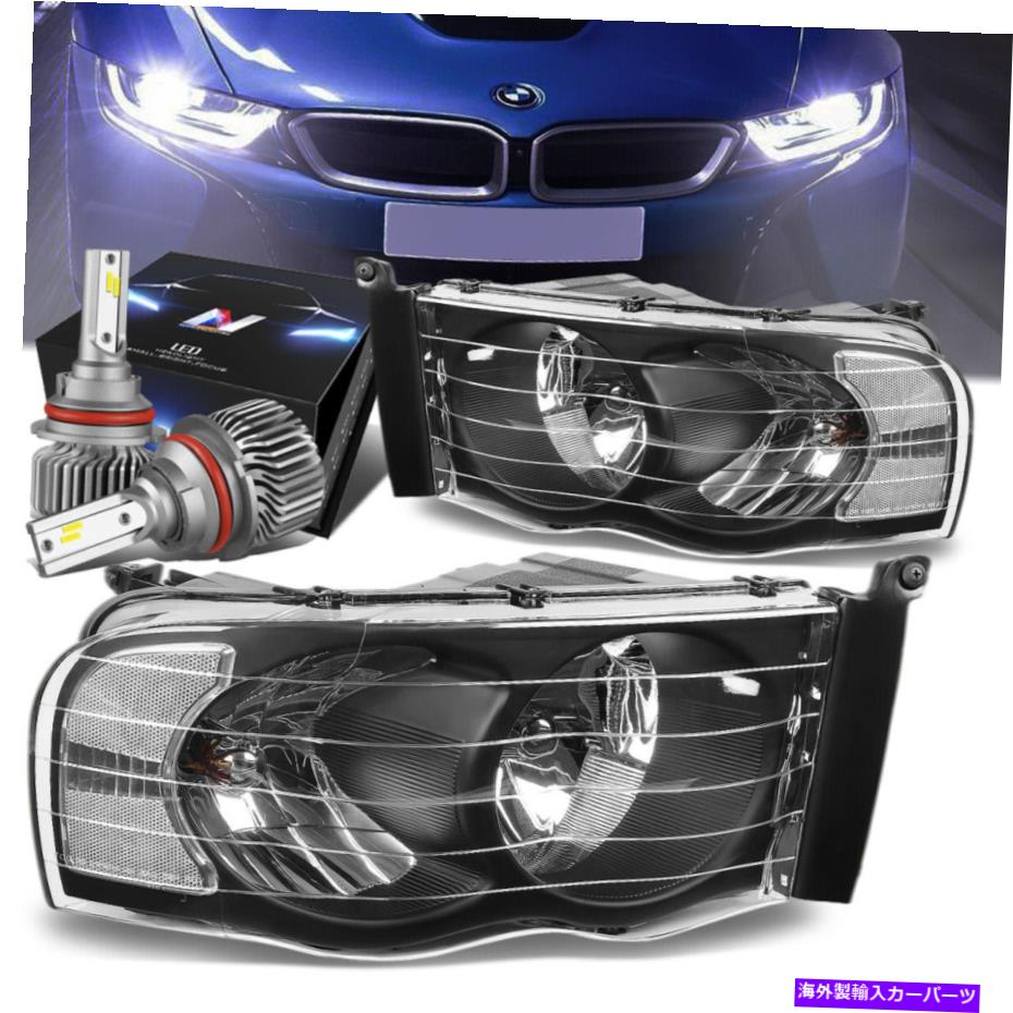 USヘッドライト ブラックハウジングサイドコーナーヘッドライト+スリムHIDキット02-05ドッジRAM 1500/2500 BLACK HOUSING SIDE CORNER HEADLIGHTS+SLIM HID KIT FOR 02-05 DODGE RAM 1500/2500【並行輸入品】