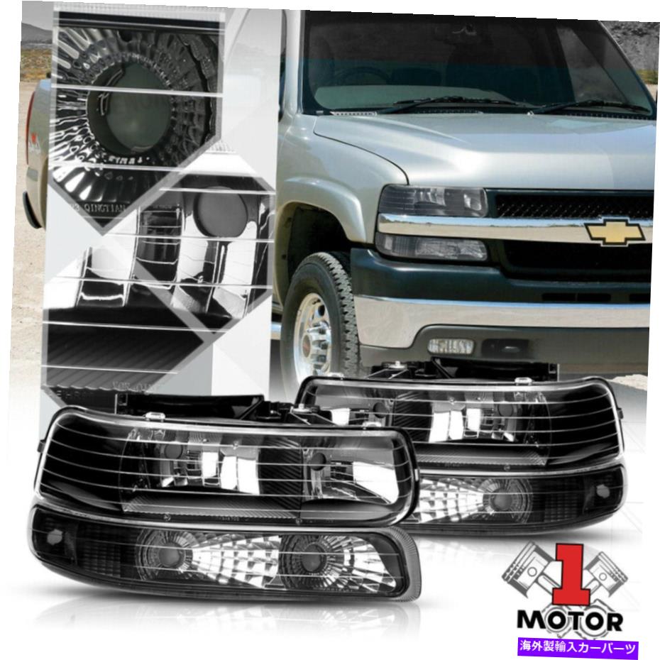 USヘッドライト 99-06 Silverado / Suburban Tahoe用ブラックハウジングヘッドライト+クリアシグナルバンパー Black Housing Headlight+Clear Signal Bumper for 99-06 Silverado/Suburban Tahoe【並行輸入品】