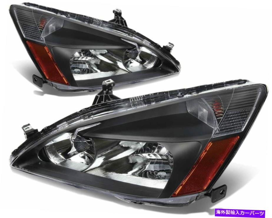 USヘッドライト 2003年から2007年のホンダアコード2 / 4DRブラック交換ヘッドライトランプ左+右 For 2003-2007 Honda Accord 2/4Dr Black Replacement Headlights Lamps Left+Right【並行輸入品】