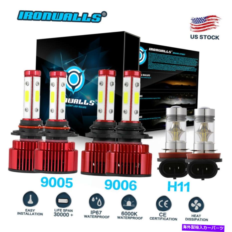 USヘッドライト GMC Sierra 1500 2500 2500 3500用9005 + 9006 + H11 LEDヘッドライトHI / LOW FOG電球6000K 9005+9006+H11 LED Headlight Hi/Low Fog Bulbs 6000K for GMC Sierra 1500 2500 3500【並行輸入品】