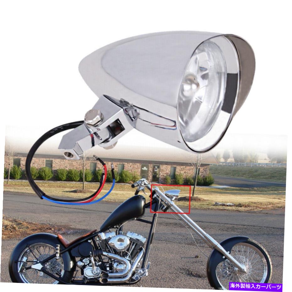 USヘッドライト Harley Bobber Chotperのカスタム Chrome Motorcycle Visor Bullet Headlight Lamp For Harley Bobber Chopper Custom【並行輸入品】