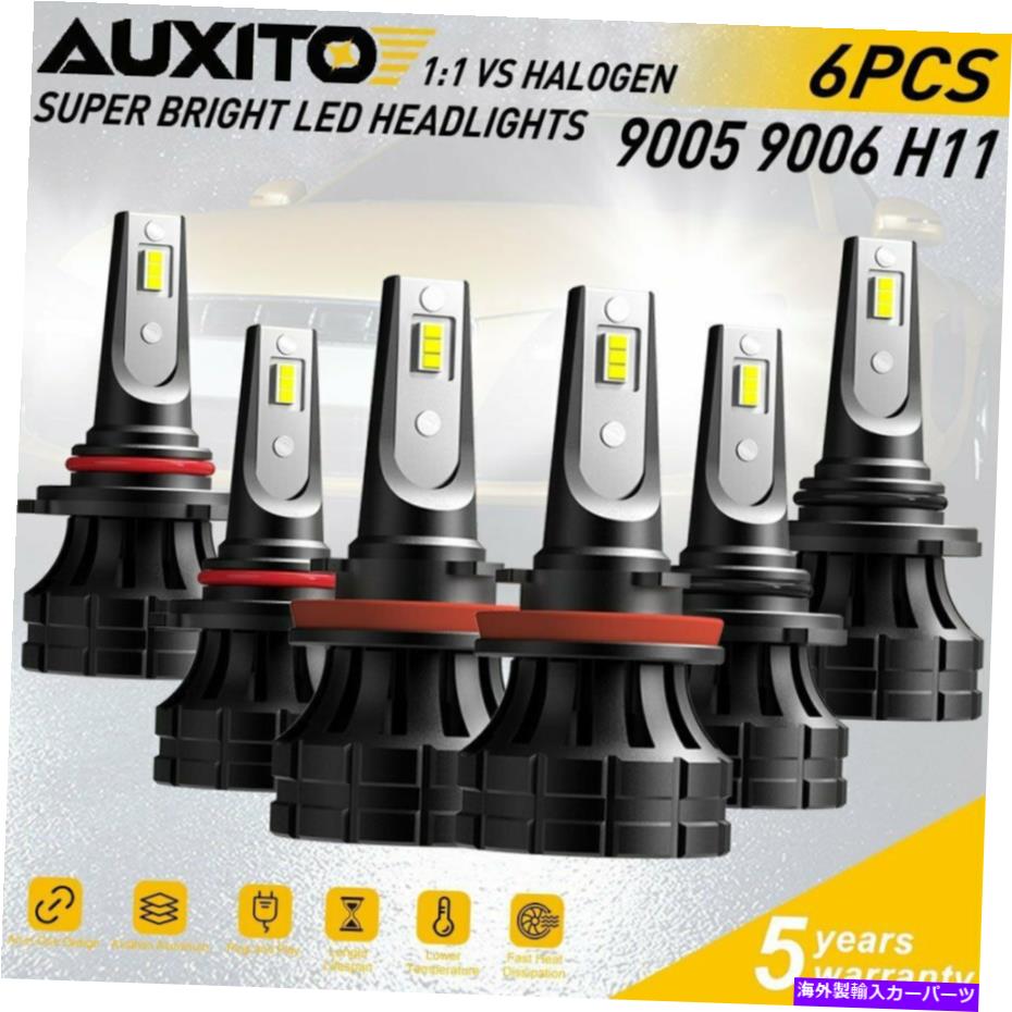 USヘッドライト 6x Auxito 9005 9006 H11 LEDヘッドライト高ロービームコンボバルブキット6000Kキャンバス 6X AUXITO 9005 9006 H11 LED Headlight High Low Beam Combo Bulb Kit 6000K CANBUS【並行輸入品】