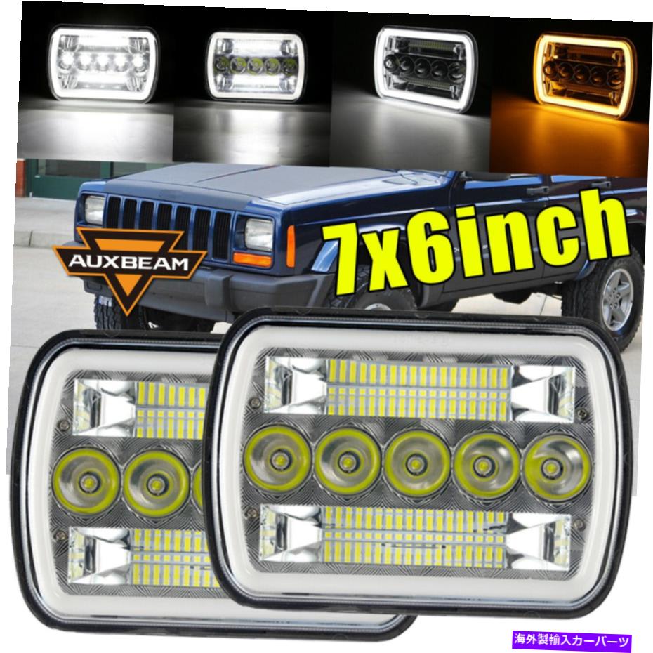 USヘッドライト 1984-2001 Jeep Cherokee XJ Wrangler YJのためのAuxBeam 7x6 \