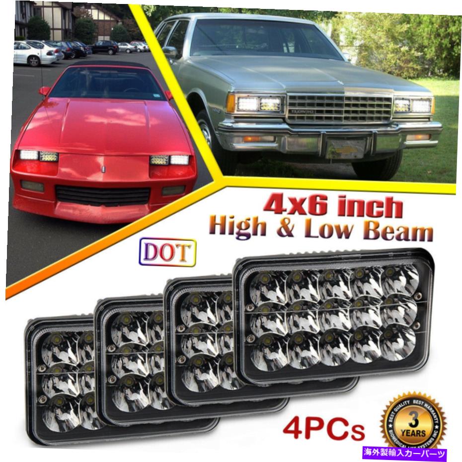USヘッドライト 4ピースブラック4 x 6 LEDヘッドライト180 Wハイパワーフィットシボレーカマロインパラ77-85 4pcs Black 4x6 LED Headlights 180W High Power fit for Chevy Camaro Impala 77-85【並行輸入品】