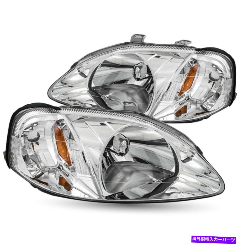 USヘッドライト 1999年から2000年のホンダシビックDX EX 2 / 4DR Chromeヘッドライトヘッドランプ左+右 For 1999-2000 Honda Civic DX EX EK 2/4Dr Chrome Headlights Headlamps Left+Right【並行輸入品】