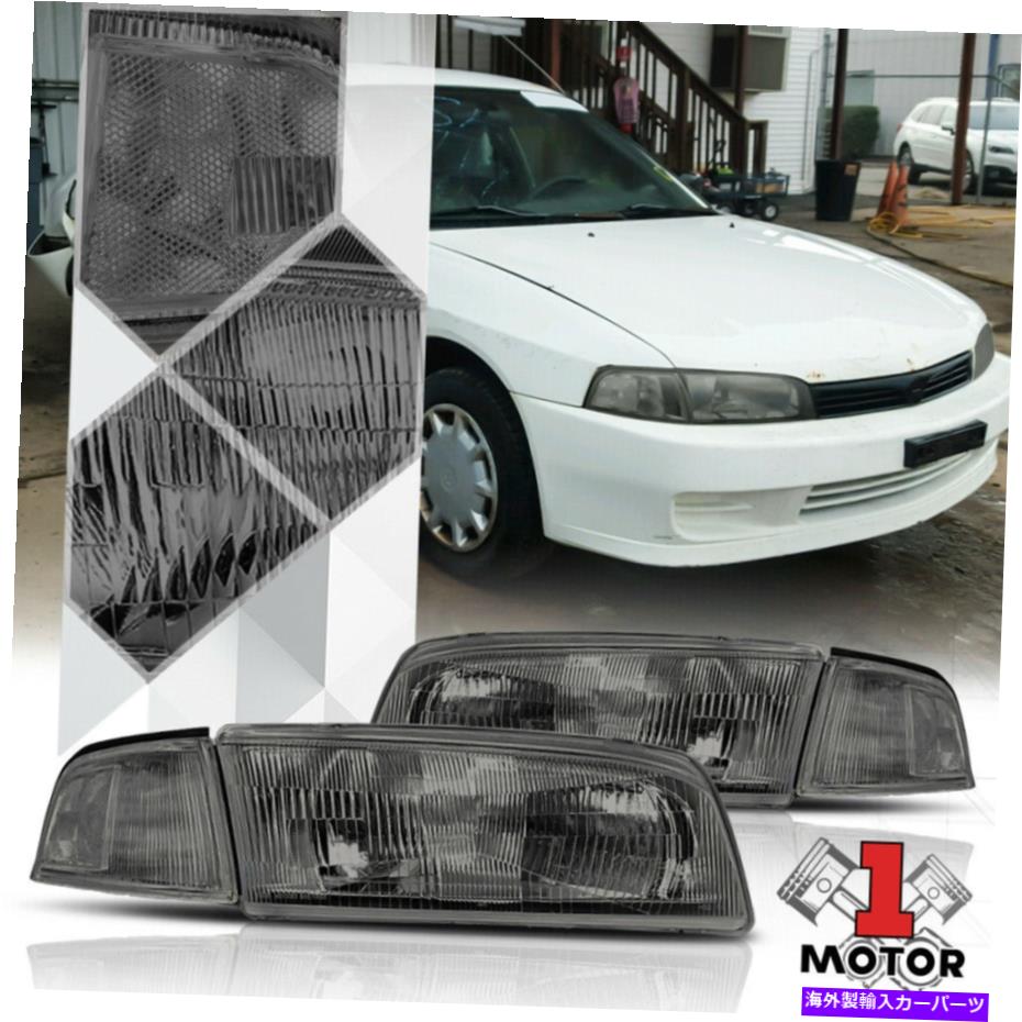 USヘッドライト 97-01三菱ミラージュのための煙の色合いのヘッドライトクリアターンシグナルリフレクター Smoke Tinted Headlight Clear Turn Signal Reflector for 97-01 Mitsubishi Mirage【並行輸入品】