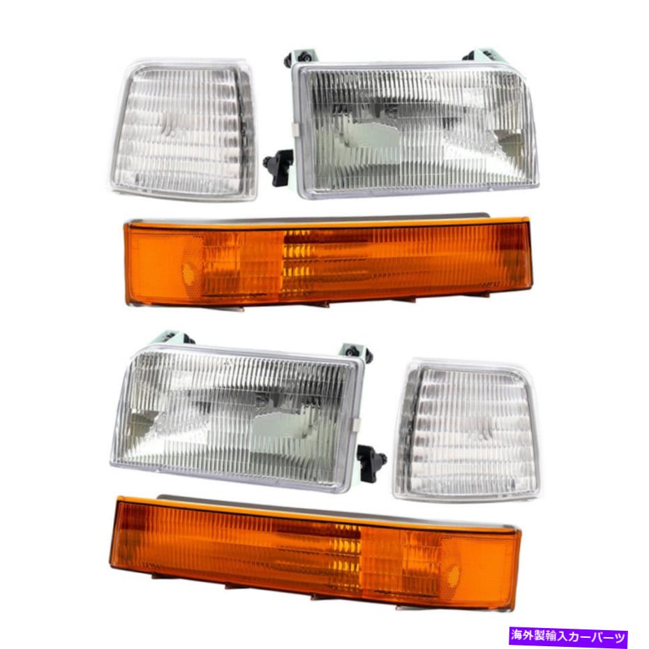 USヘッドライト 6 PCセットヘッドライトコーナー/サイドシグナルライト92-97フォードピックアップ92-96ブロンコ 6 Pc Set Headlights Corner/Side Signal Lights for 92-97 Ford Pickup 92-96 Bronco【並行輸入品】