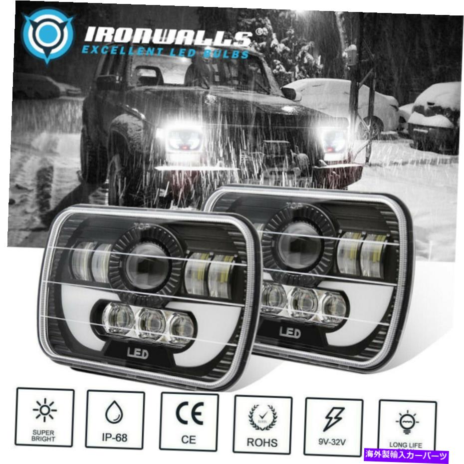 USヘッドライト Pair Dot 7x6 '' 5x7 LEDヘッドライトTacoma Tundra 4RunnerのためのDRLプロジェクタービーム Pair DOT 7x6'' 5x7 LED Headlights DRL Projector Beam for Tacoma Tundra 4Runner【並行輸入品】
