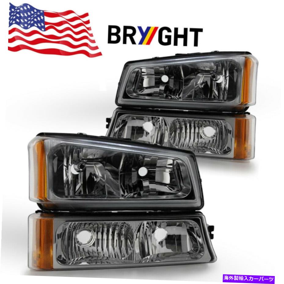 USヘッドライト 煙ヘッドライトアンバーシグナル+バンパー03-07 Chevy Silverado / Avalanche Pickup Smoke Headlight Amber Signal+Bumper for 03-07 Chevy Silverado/Avalanche Pickup【並行輸入品】