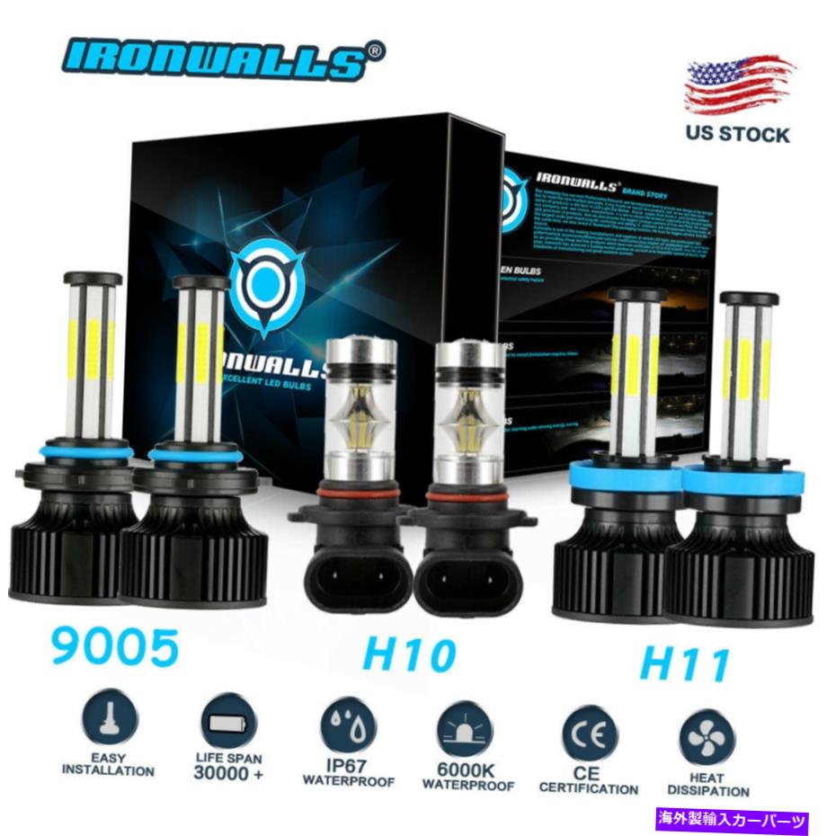 USヘッドライト 2011-2018 RAM 1500 2500 3500 6000K LEDヘッドライト高/低+フォグ電球 For 2011-2018 RAM 1500 2500 3500 6000K LED Headlight High/Low+Fog Light Bulbs【並行輸入品】