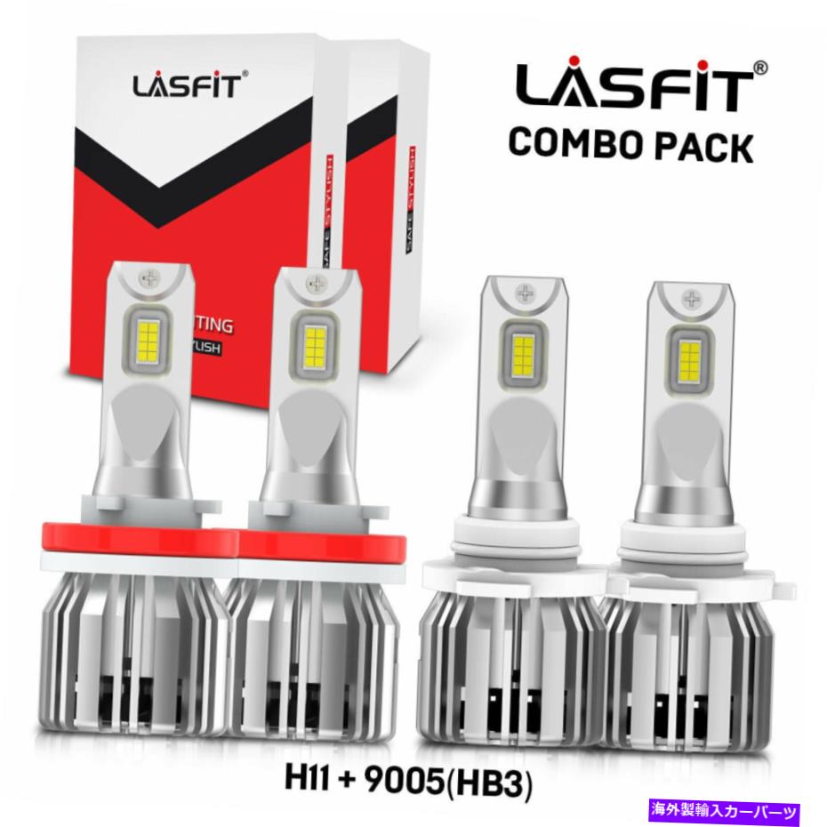 USヘッドライト Lasfit 4xコンボH11 H9 H8 9005 HB3 LEDヘッドライトハイローバルブ6000Kホワイトランプ LASFIT 4X Combo H11 H9 H8 9005 HB3 LED Headlight High Low Bulb 6000K White Lamp【並行輸入品】