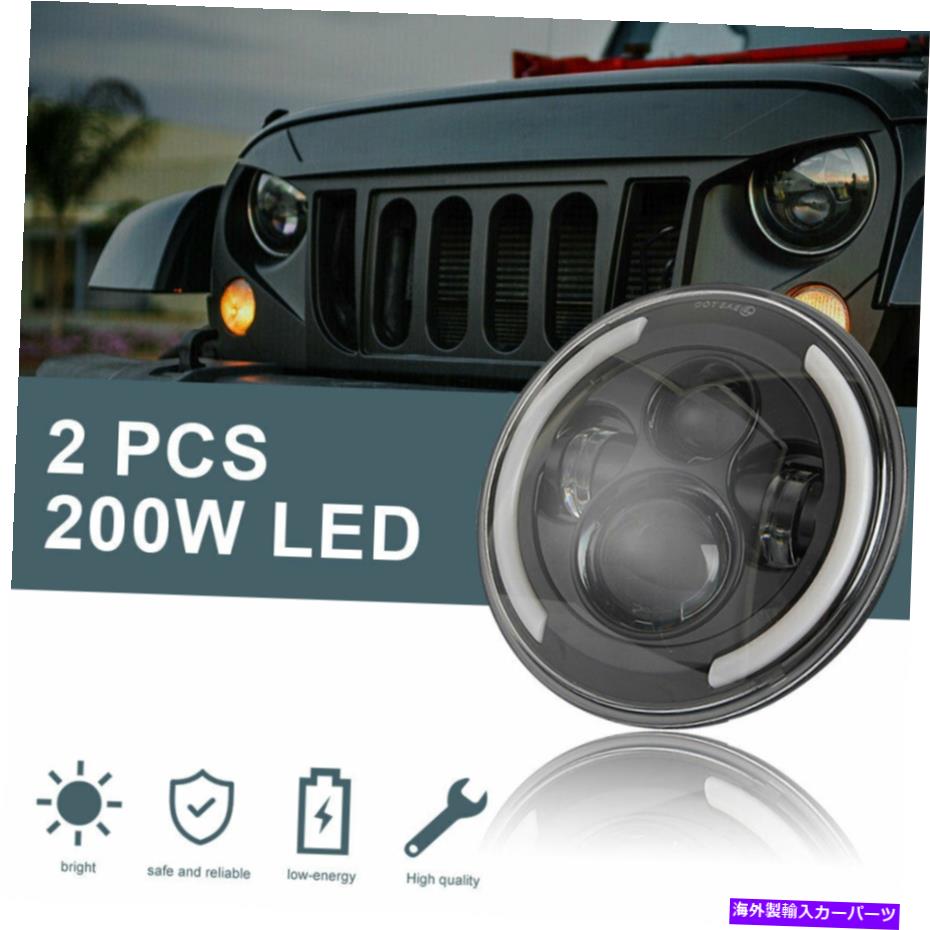 USヘッドライト ドットペア7インチLEDヘッドライトハローアングルの目はジープラングラーJK TJ LJ DOT Pair 7 Inch LED Headlights Halo Angle Eye For Jeep Wrangler JK TJ CJ LJ【並行輸入品】