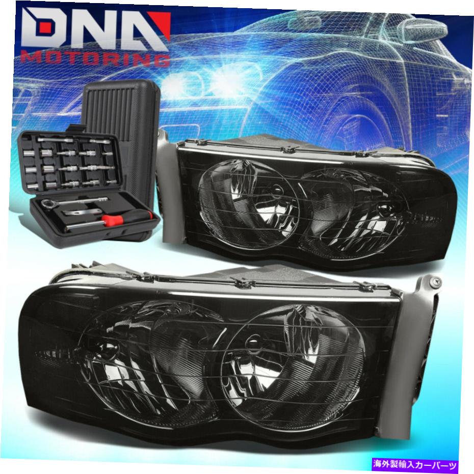 USヘッドライト 2002-2005のDodge Ram 1500/2500/3500喫煙クリアコーナーヘッドライトランプ+ツール FOR 2002-2005 DODGE RAM 1500/2500/3500 SMOKED CLEAR CORNER HEADLIGHT LAMPS+TOOLS【並行輸入品】