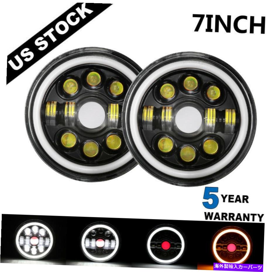 USヘッドライト Freightliner Centuryクラスのためのペア7インチラウンドLEDヘッドライト角度の目 Pair 7 Inch Round LED Headlight Angle Eyes For Freightliner Century Class【並行輸入品】