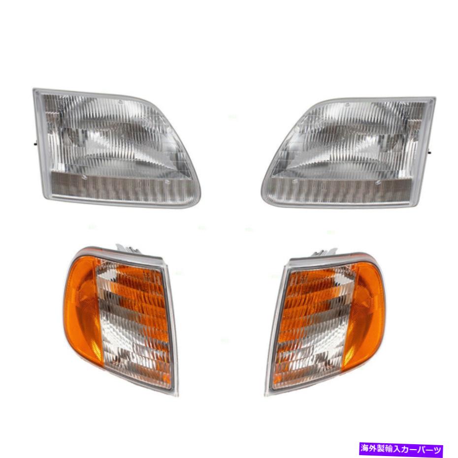 USヘッドライト F150 F250 LDピックアップExpedition 4 PCセット用のパーク信号ライト付きヘッドライト Headlights with Park Signal Lights for F150 F250 LD Pickup Expedition 4 Pc Set【並行輸入品】