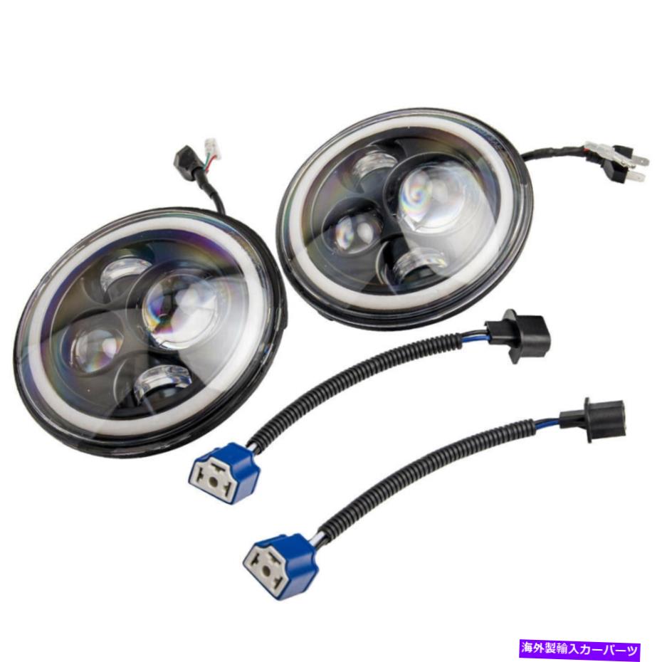 USヘッドライト Hummer H2のためのジープラングラーJK TJのための7倍のラウンドLED角度の目のヘッドライト7インチ 2x Round LED Angle Eyes Headlights 7 Inch For Jeep Wrangler JK TJ For Hummer H2【並行輸入品】 31,932円
