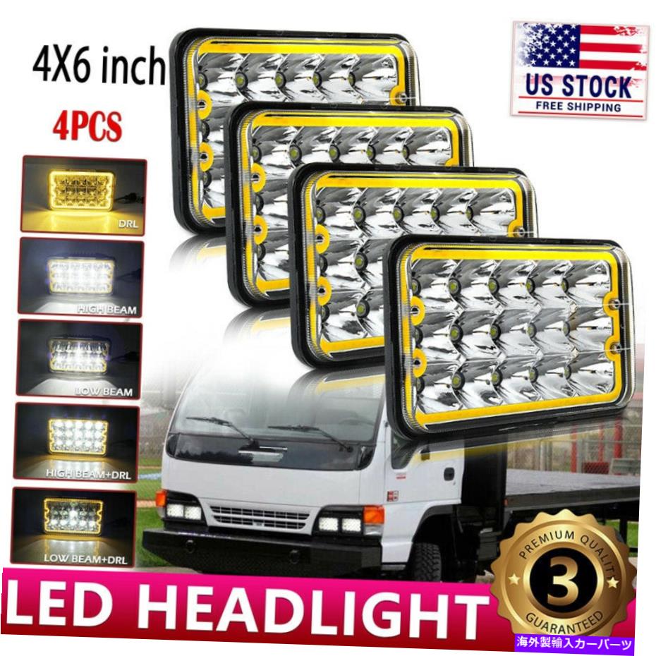USヘッドライト ISUZU NPR-HD NQR GMC W3500アンバーDRLターン1×6 '' LEDヘッドライト For Forward Isuzu NPR-HD NQR GMC W3500 Amber DRL Turn Singal 4x6'' LED Headlight【並行輸入品】