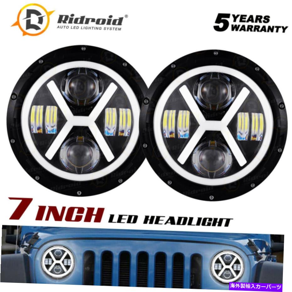 USヘッドライト 新しい7 "ブラックLEDのヘッドライトハローエンジェルの目はジープラングラーJK LJ TJ 1997-2017 NEW 7" Black LED Headlight Halo Angel Eyes For Jeep Wrangler JK LJ TJ 1997-2017【並行輸入品】｜Us Custom Parts Shop USDM