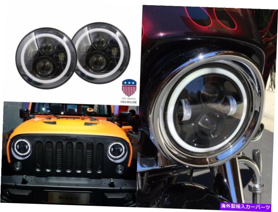 USヘッドライト ペア75W 7インチLEDヘッドライトハローエンジェルの目は90-97マツダマイタMX5 MX-5 H6024 Pair 75W 7inch LED Headlight Halo Angel Eye For 90-97 Mazda Miata MX5 MX-5 H6024【並行輸入品】