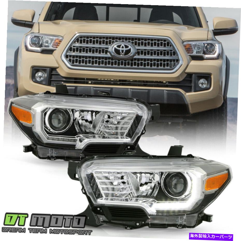USヘッドライト 2016-2019トヨタタコマW / LED DRLブラックトリムプロジェクターヘッドライトヘッドランプ For 2016-2019 Toyota Tacoma w/ LED DRL Black Trim Projector Headlights Headlamps【並行輸入品】