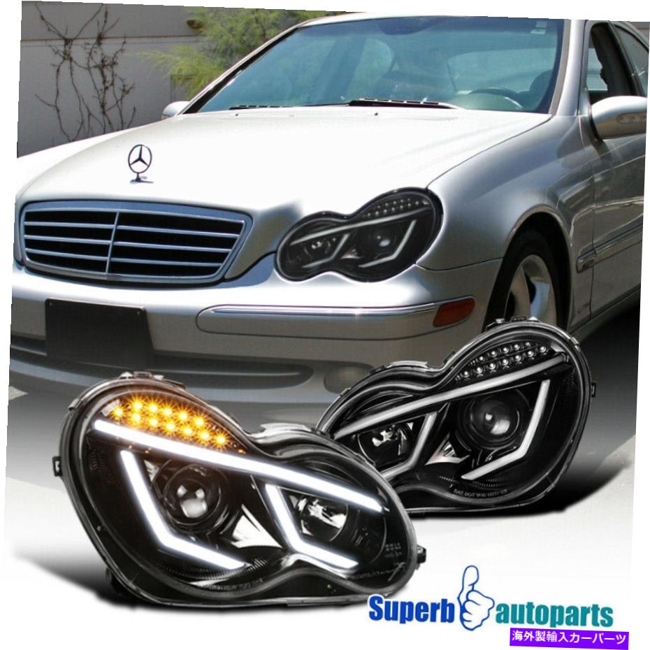 USヘッドライト 2001~2007メルセデスベンツ01-07 W203 CクラスプロジェクターヘッドライトLEDバーペア For 2001-2007 Mercedes Benz 01-07 W203 C-Class Projector Headlights LED Bar Pair【並行輸入品】|Us Custom Parts Shop USDM