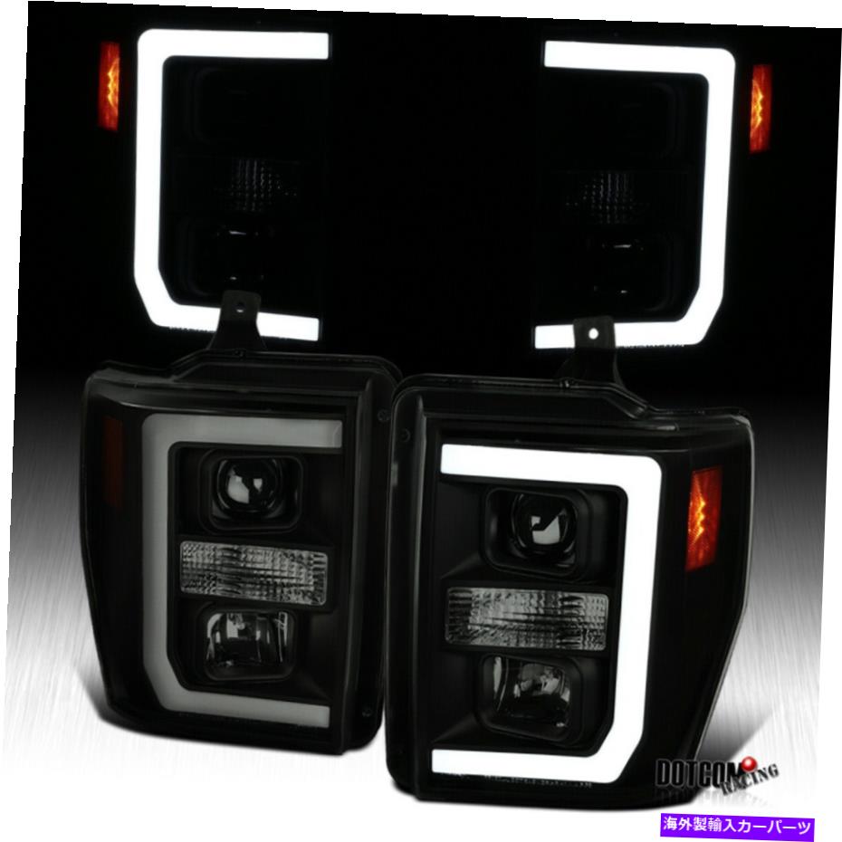 USヘッドライト FORD FORD 2008-2010 F250 F350 F450 F550ブラックスモークLEDバープロジェクターヘッドライト Fit Ford 2008-2010 F250 F350 F450 F550 Black Smoke LED Bar Projector Headlights【並行輸入品】