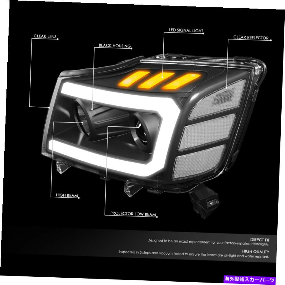USヘッドライト [LED DRL] 04-15日産タイタンアルマダブラッククリアプロジェクターヘッドライトランプ [LED DRL] FOR 04-15 NISSAN TITAN ARMADA BLACK CLEAR PROJECTOR HEADLIGHT LAMPS【並行輸入品】