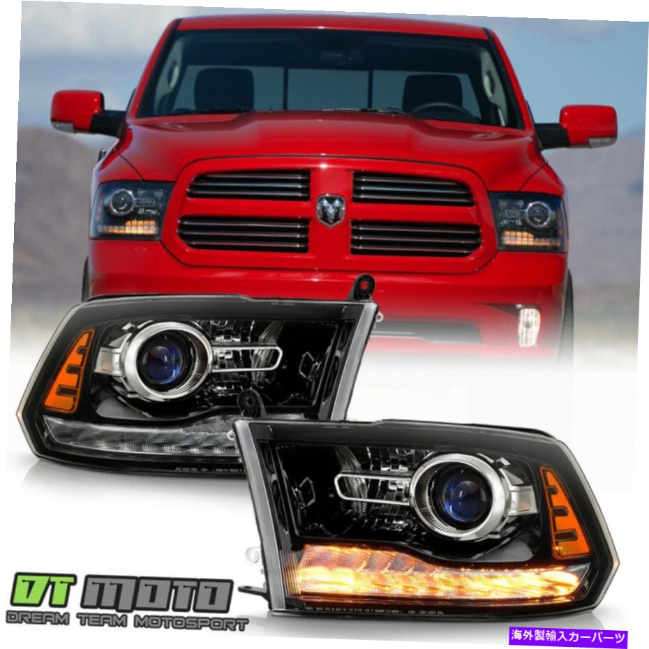 USヘッドライト 2013-2018 RAM 1500 2500 3500ブラックプロジェクターヘッドライトヘッドランプセット左+右 2013-2018 Ram 1500 2500 3500 Black Projector Headlights Headlamps Set Left+Right【並行輸入品】