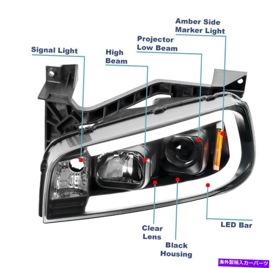 USヘッドライト 2006-2010 Dodge Charger LEDチューブプロジェクターヘッドライトヘッドランプブラックLH + RH For 2006-2010 Dodge Charger LED Tube Projector Headlights Headlamps Black LH+RH【並行輸入品】|Us Custom Parts Shop USDM