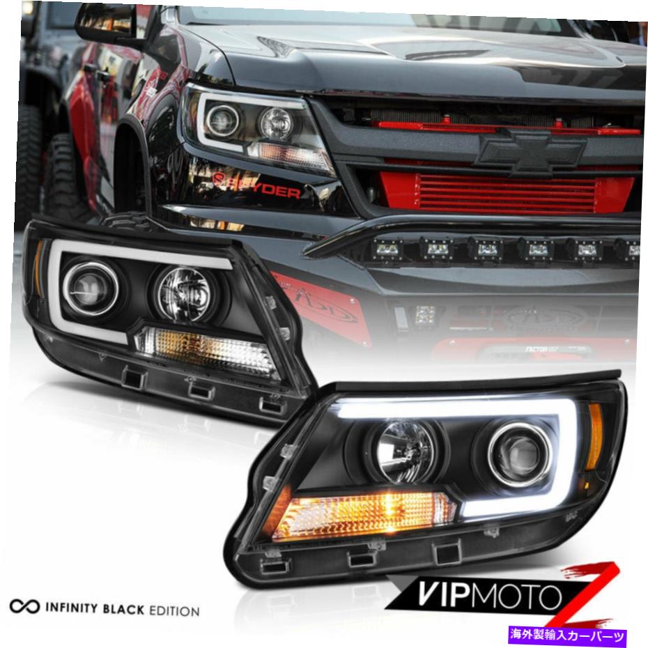 USヘッドライト 15-21シボレーコロラドブラッククリアプロジェクターヘッドライトLEDネオンチューブDRLランプ For 15-21 Chevy Colorado Black Clear Projector Headlight LED Neon Tube DRL Lamp【並行輸入品】