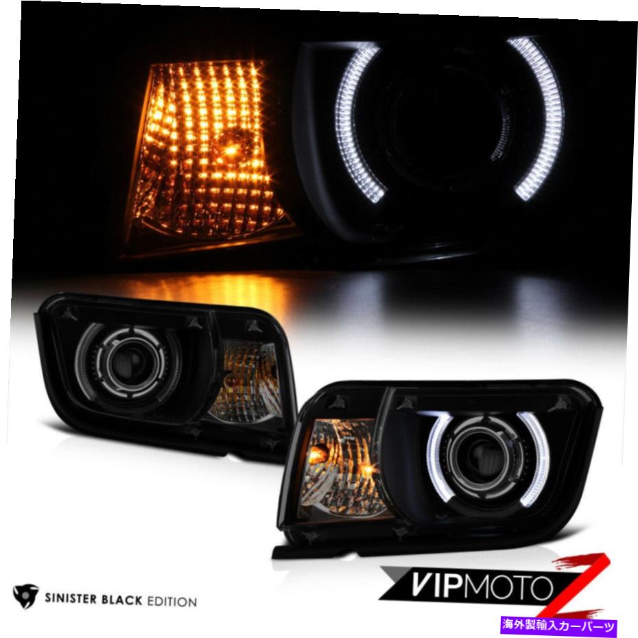 USヘッドライト 10-13 Chevy Camaro {SINISTER BLACK}喫煙ハローLED DRLプロジェクターヘッドライトランプ 10-13 Chevy Camaro {Sinister Black} Smoked Halo LED DRL Projector Headlight Lamp【並行輸入品】