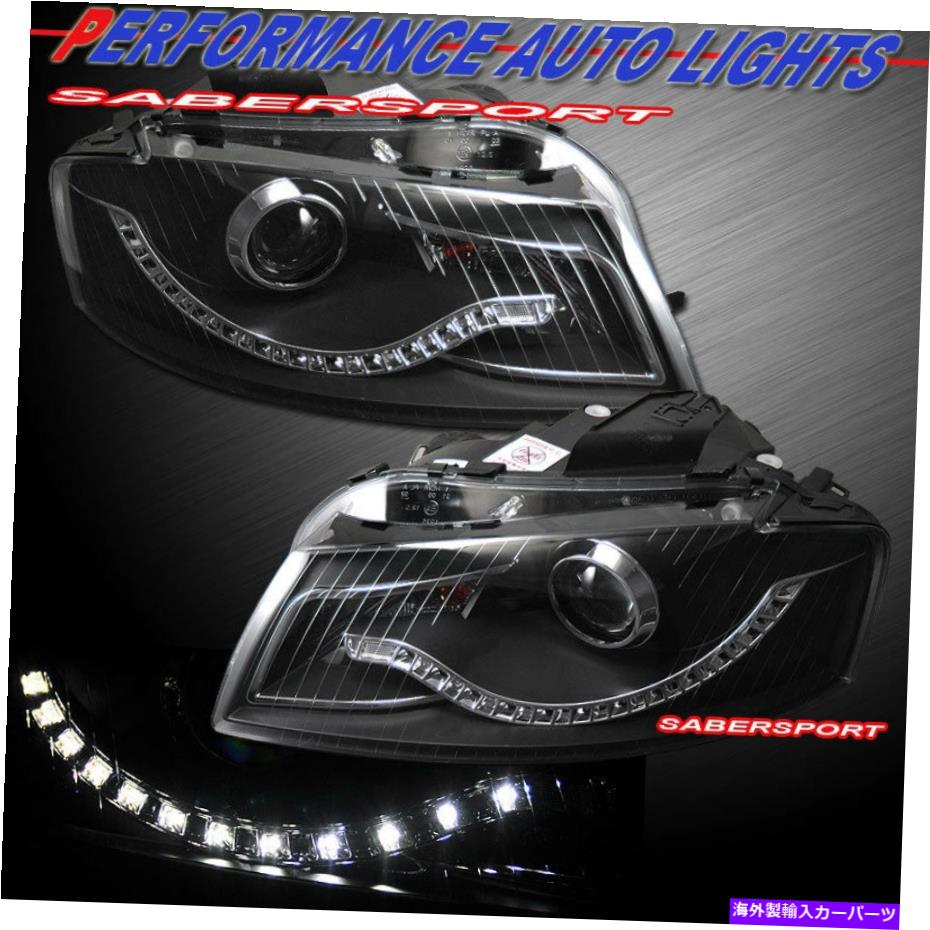 USヘッドライト ブラックプロジェクターヘッドライト(ハロゲンタイプ)W / LEDストライプ2006-2008アウディA3 Black Projector Headlights (Halogen Type) w/ LED Stripe for 2006-2008 Audi A3【並行輸入品】