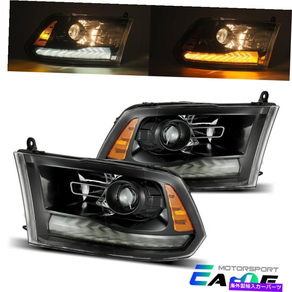 USヘッドライト 2009-2018 Dodge Ram 1500/2500/3500磨かれた黒LED DRLプロジェクターのヘッドライト 2009-2018 Dodge Ram 1500/2500/3500 Polished Black LED DRL Projector Headlights【並行輸入品】