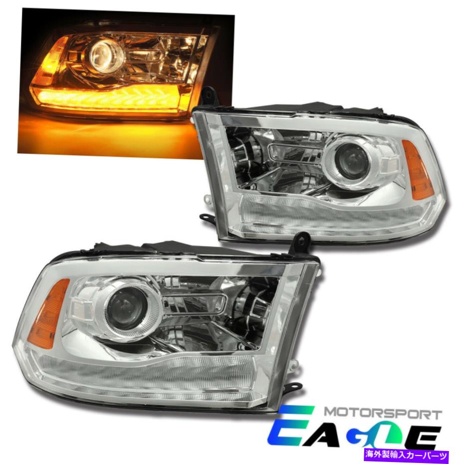 USヘッドライト FIT 2009-2018 DODGE RAM 1500/2500/3500 LED DRLプロジェクターヘッドライトペア Fit 2009-2018 Dodge Ram 1500/2500/3500 LED DRL Projector Headlights Pair【並行輸入品】