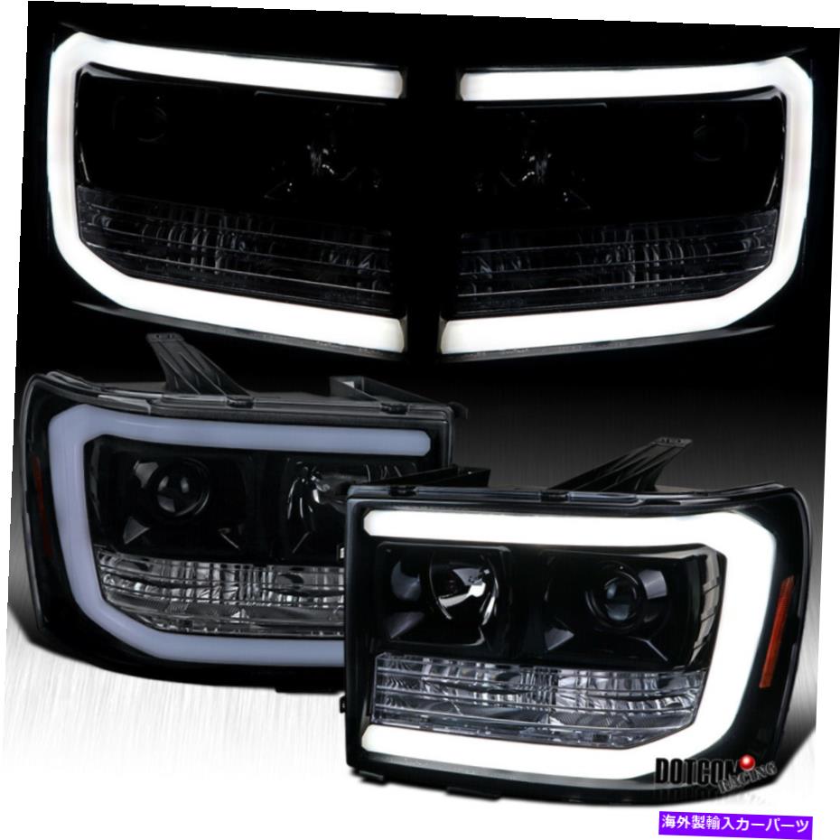 USヘッドライト 2007-2013 GMCシエラピックアップLED DRL U-BARプロジェクターヘッドライトのための黒の煙 Black Smoke For 2007-2013 GMC Sierra Pickup LED DRL U-Bar Projector Headlights【並行輸入品】