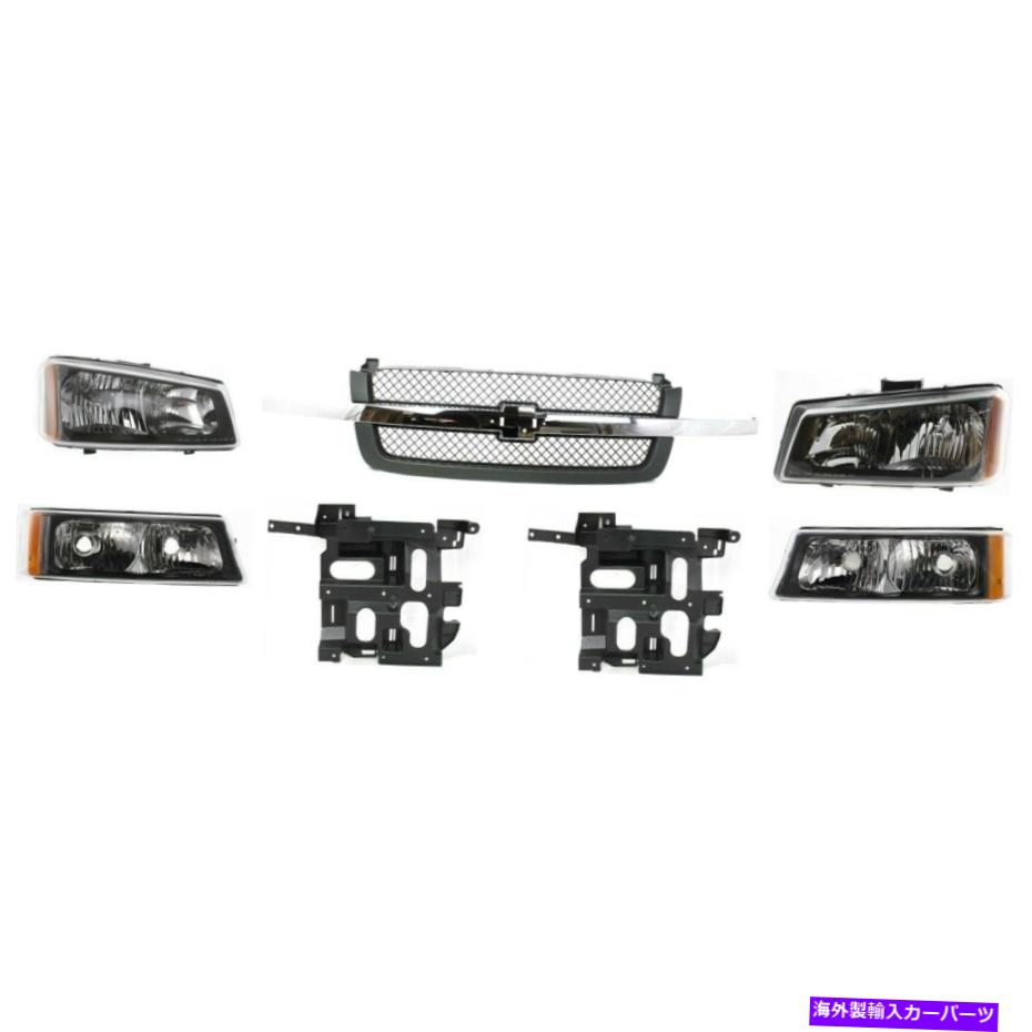 USヘッドライト ヘッドライトとグリルキット2003-2006シボレーアバランシェ1500スムーズリフレクター Headlight and Grille Kit For 2003-2006 Chevrolet Avalanche 1500 Smooth Reflector【並行輸入品】|Us Custom Parts Shop USDM
