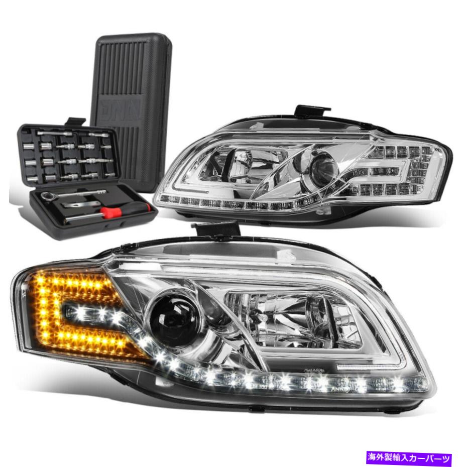 USヘッドライト 2005年から2008年AUDI A4 S4 QUATTRO LED DRLバープロジェクターヘッドライト+ツールボックスクロム For 2005-2008 Audi A4 S4 Quattro LED DRL Bar Projector Headlight+Tool Box Chrome【並行輸入品】|Us Custom Parts Shop USDM