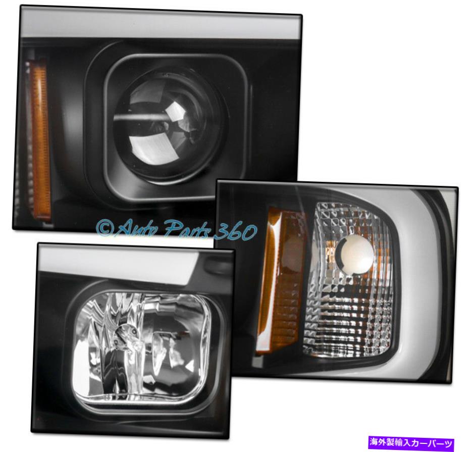 USヘッドライト 02-05ドッジRAM 1500 LEDバーブラックプロジェクターヘッドライトランプ+ブルーDRL信号 FOR 02-05 DODGE RAM 1500 LED BAR BLACK PROJECTOR HEADLIGHT LAMP +BLUE DRL SIGNAL【並行輸入品】