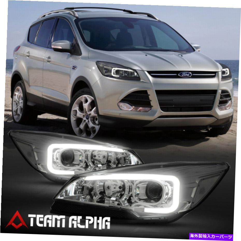 USヘッドライト フィット2013-2016フォードエスケープ{LED C-BAR DRL}スモーク/クリアコーナープロジェクターヘッドライト Fits 2013-2016 Ford Escape{LED C-BAR DRL}Smoke/Clear Corner Projector Headlight【並行輸入品】