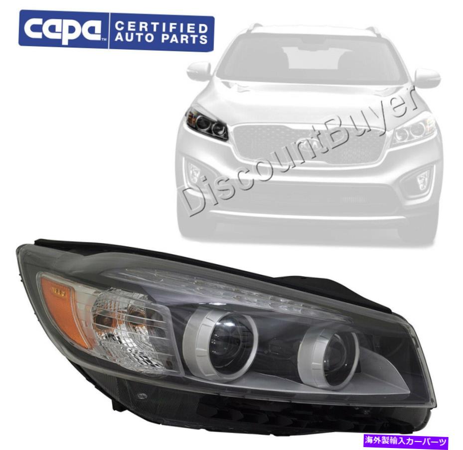 USヘッドライト 右助手席側ハロゲンヘッドライトLEDジュエルアクセントは2016-18 Kia Sorento Right Passenger Side Halogen Headlight LED Jewel Accent for 2016-18 Kia Sorento【並行輸入品】