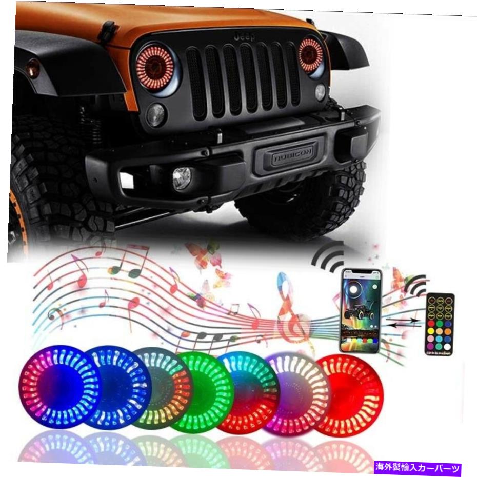 USヘッドライト ドットオフロードプロジェクターヘッドランプハローリングRGB 7 "JK CJ用ラウンドLEDヘッドライト DOT Offroad Projector Headlamp Halo Ring RGB 7" Round LED Headlights For JK CJ【並行輸入品】|Us Custom Parts Shop USDM